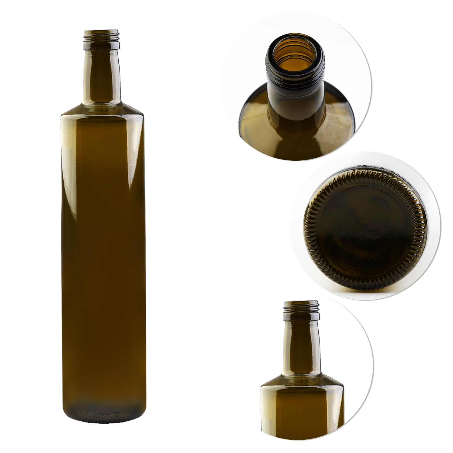 Szklana butelka 750 ml, oliwkowa zieleń – butelka na olej, ocet i wielofunkcyjna – pusta szklana butelka do kuchni, gastronomii (40 x czarne zamknięcie)
