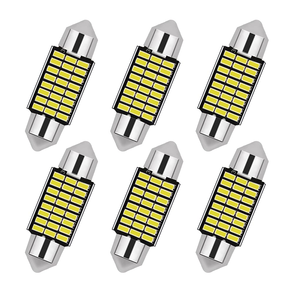 NAVESO LED Innenbeleuchtung, 6 Stück 36MM Led Innenraumbeleuchtung, 12V Le-d innenraumbeleuchtung Birne, Glühbirne Innenraum, Einfach zu Verwenden, Kaltweiss