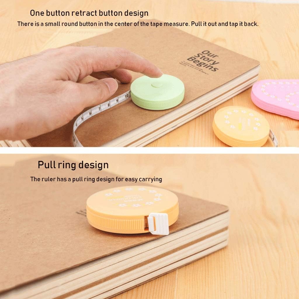 Measuring Tape Measure Portable Household Cutting Sewing Small Tape Measure Tape Health Ruler 1.5m Student Stationery 1.5 Meters Tape Measure Retractable (Color : Pink)(Green)
