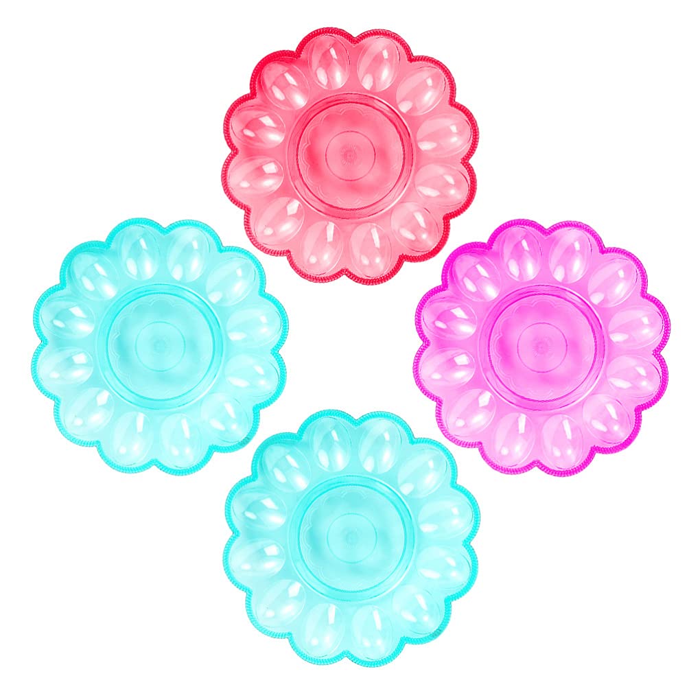 DOITOOL Eggs Egg Tray 4pcs Plastic Egg Tray Holder Egg Storage Container Fridge Egg Dispenser Egg Carton for Home Kitchen Egg Carrier Deviled Storage Drawers Storage Drawers Storage Drawers