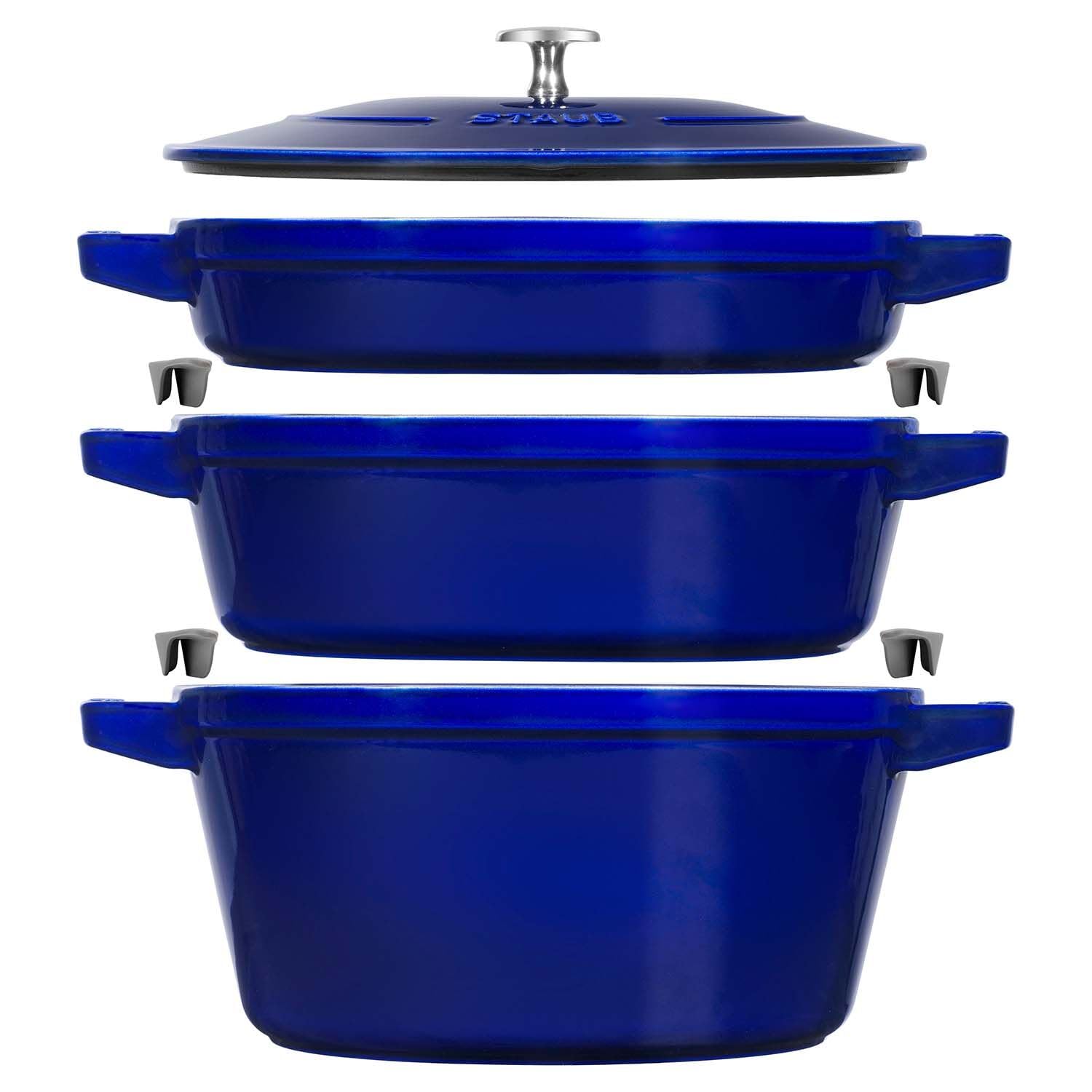 Amazon.co.jp: Staub 鋳鉄 4点 積み重ね可能 セット - ダークブルー