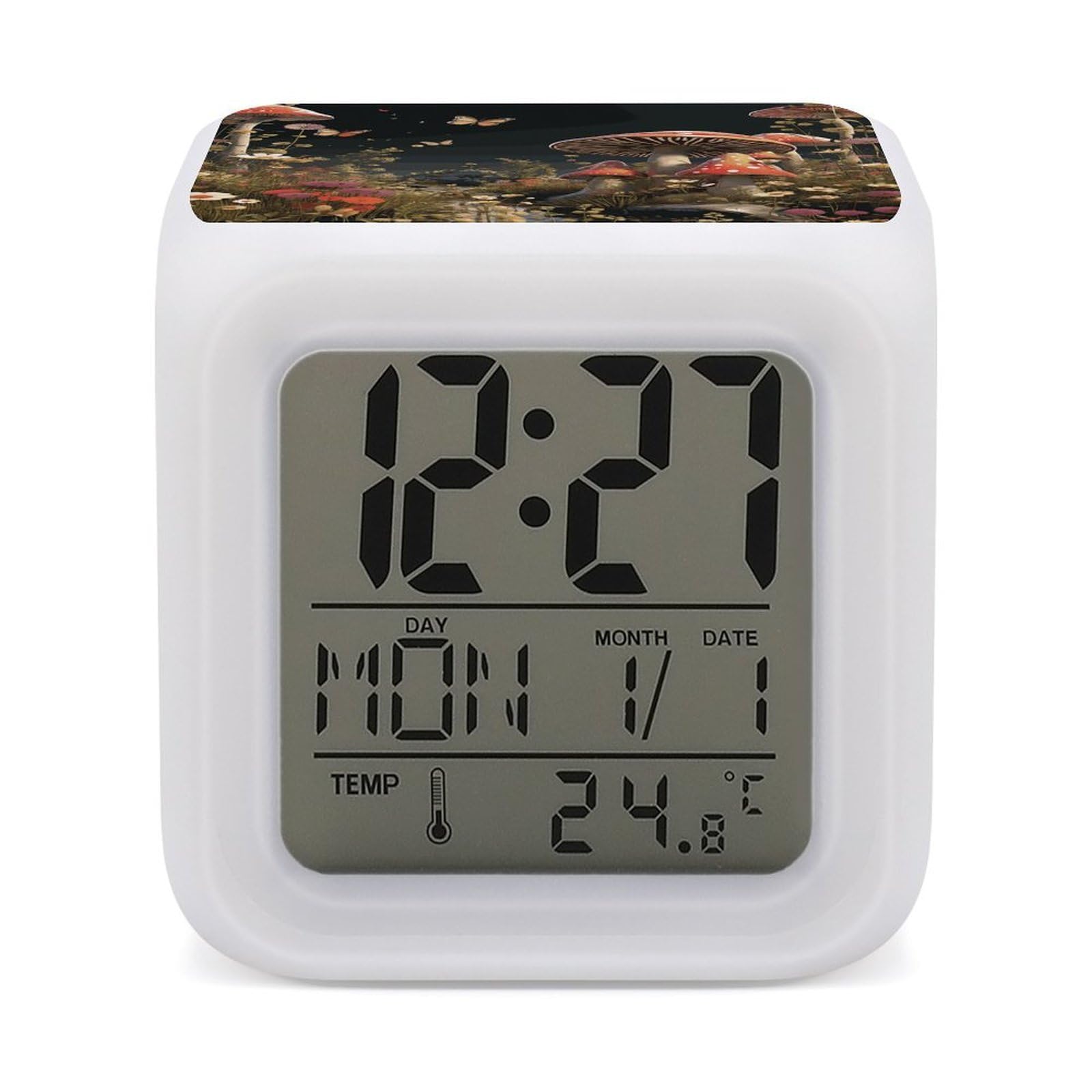 VstaDank Fairy Tale Style Mushrooms Alarm Clock Alarm Clock with 7 Color Changing Digital Clocks for Bedrooms Sleep Training Clocks with Large Display for Office Kitchen Living Room