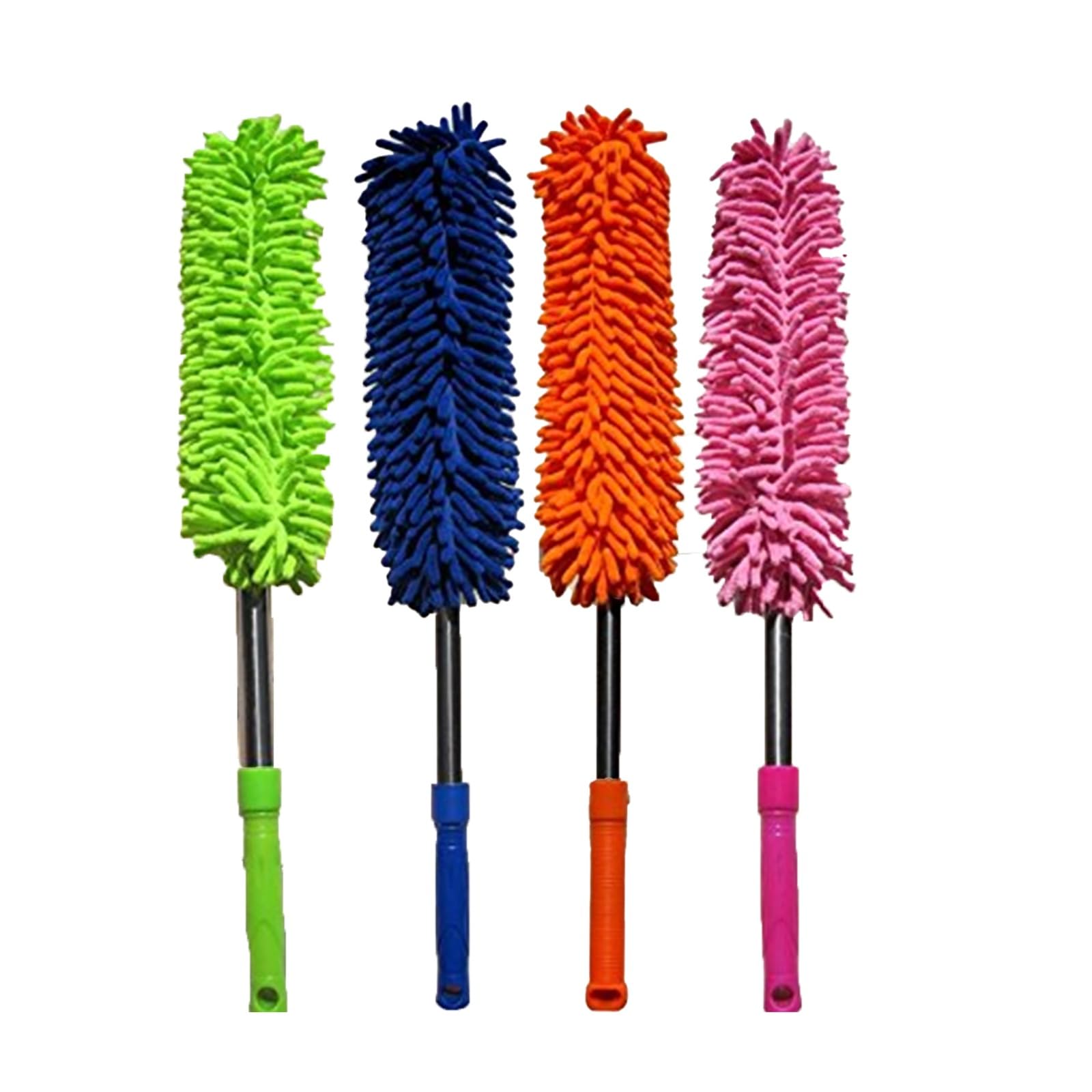 Pnjb Multicolor Microfibre Noodle Duster Extending Pole Home Office Cleaning Dusting, Essentials Retractable For Long-Reach, Washable Dusting Brush, Duster For Multipurpose Cleaning Use (4Pcs)