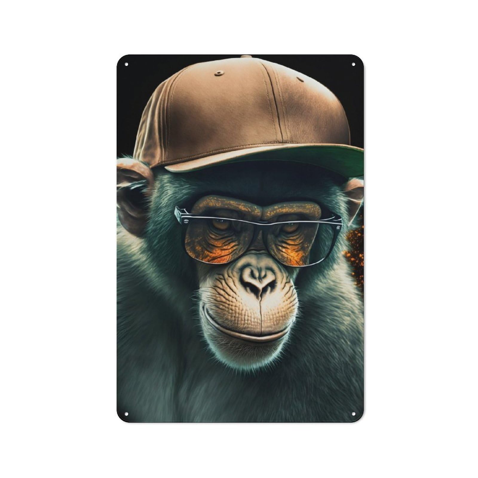 Junmoney Cool Monkey Rustic Tin Sign 30X20cm, Garden Style Garden Room Wall Plaque For Conservatory, Home Bar Or Utility Room