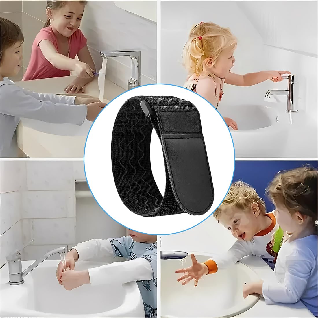 3 Pièces Empêche Les Enfants D'ouvrir Le Robinet Bande Élastique Avec Velcro et Bandes Anti-dérapantes Accessoires De Robinetterie Pour Cuisines Salles De Bains Sécurité De L'eau Pour Enfant