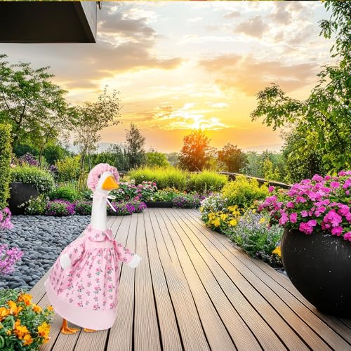 FuWeave Summer Spring Goose Outfit Pink Flower Porch Goose Clothes for 23" Large Statue Outdoor Patio Yard Lawn Art Decoration by FuWeave - Used condition - Image 6