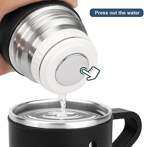 Miniatura 8 de NS Digital Termo de acero inoxidable 16.9 fl oz16.9oz botella aislada al vacío con taza para café bebida caliente y bebida fría botella de agua