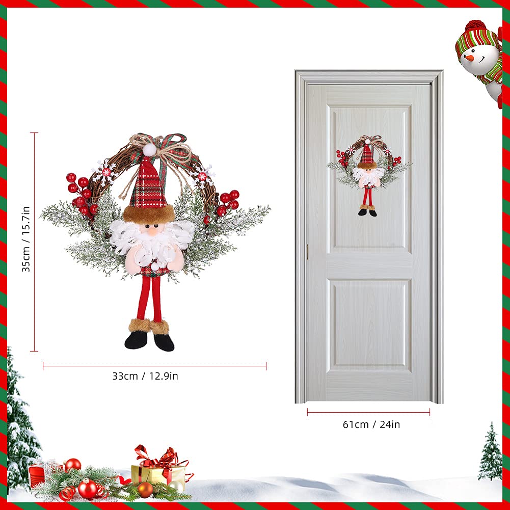 Corona de Navidad, HALOVIE Guirnaldas de Navidad 33 * 35cm para Puerta Colgante Artificial Decoraciones Navideñas Adorno de Navidad para Fiesta Regalo Ventana Pared Exterior