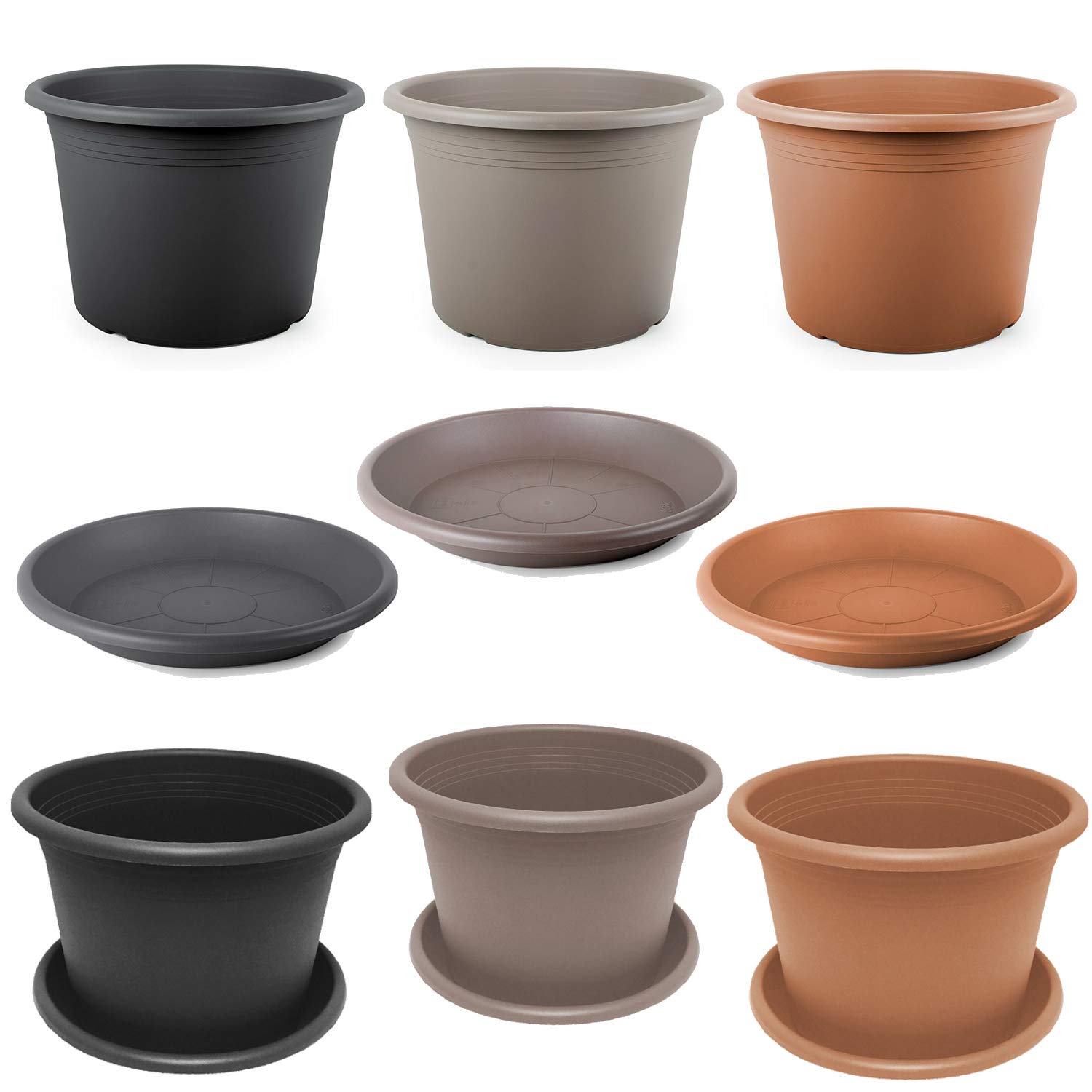 Floralo Blumentopf Cilindro rund, 50 cm Durchmesser x 38 cm, terracotta,  wetterfestes Pflanzgef aus UV-bestndigem Kunststoff, braun 1x :  Amazon.de: ...