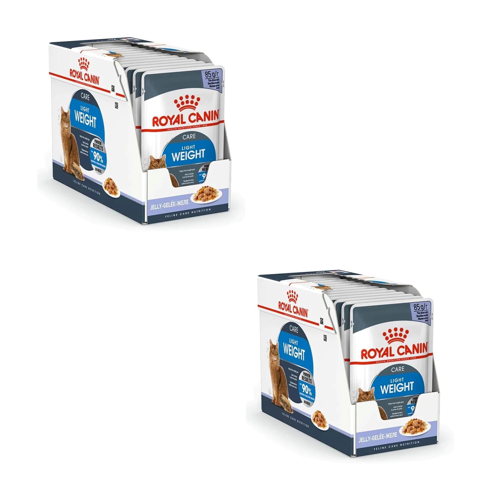 Royal Canin Light Weight Care in Gelatina | Confezione Doppia | 2 x 12 x 85 g | Cibo umido per gatti | Per sostenere i gatti in sovrappeso | Contiene ferro, manganese e zinco