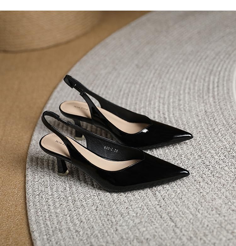 Summer Minimalist Slingback Pumps Elegant Solid Color Stylish Stiletto High Heels Comfort Pointed Toe Sandals Back To School Footwear Walking Shoes for Women Office Outfit Valentine's Day Gift for Her3
