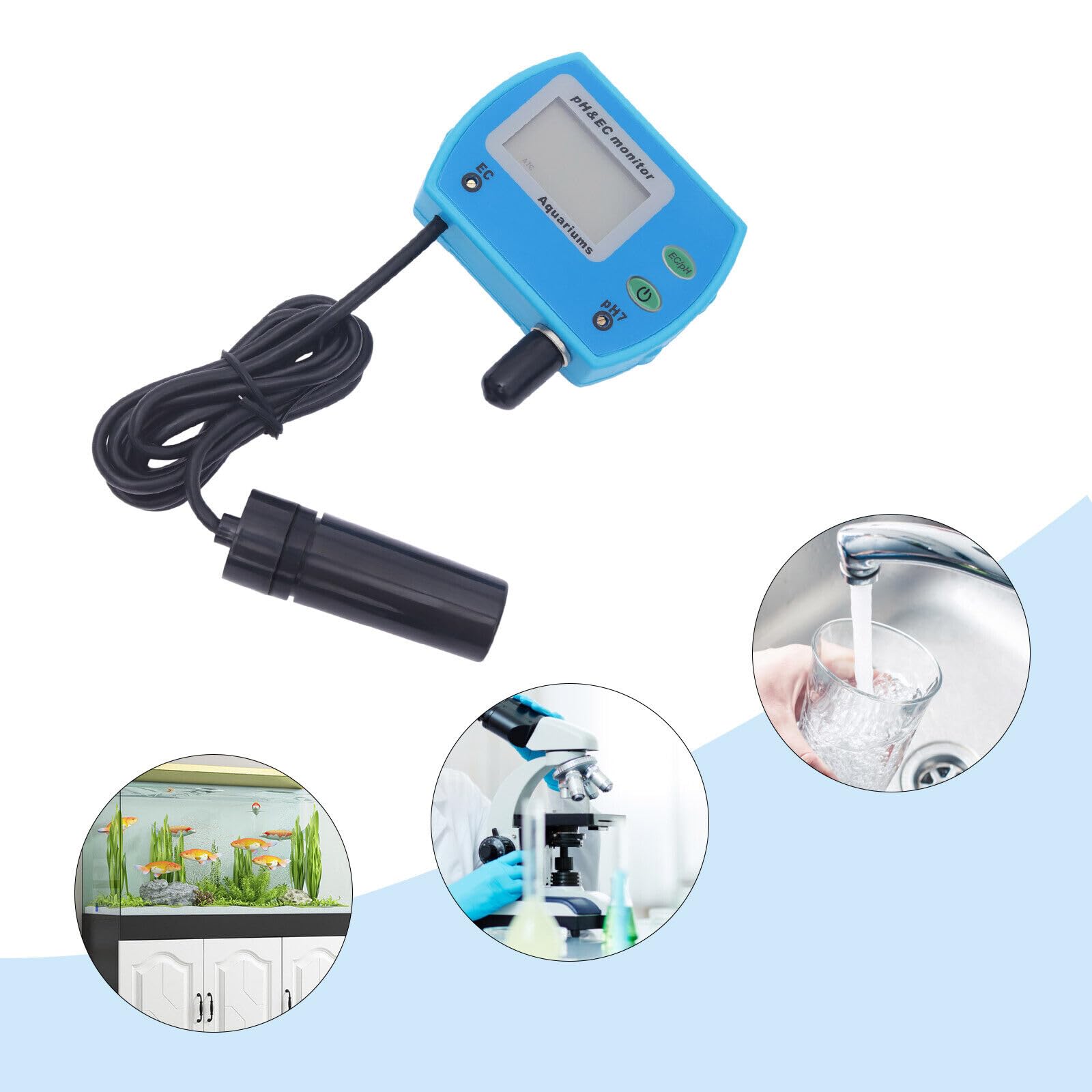 PH Tester Wasserqualität Tester Digital LCD Messgerät Wasser pH/EC Wert Tester für Pool Spa oder Labor Schwimmbäder Aquarien pH Meter