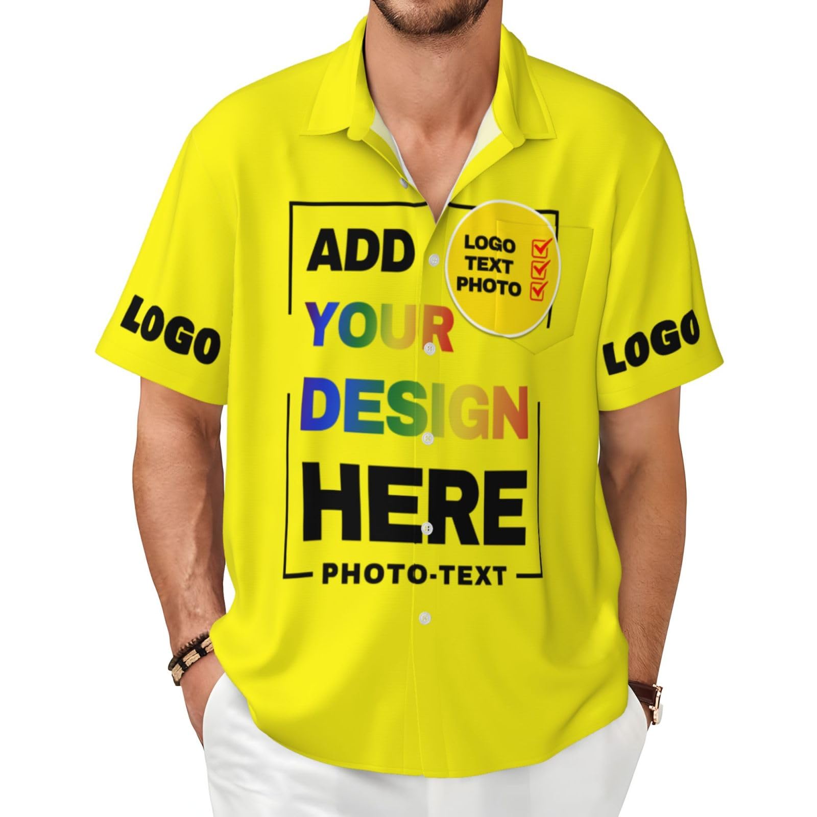 Custom Button Down t Shirt Add Your Design Here Casual Personalized Button up t Shirt