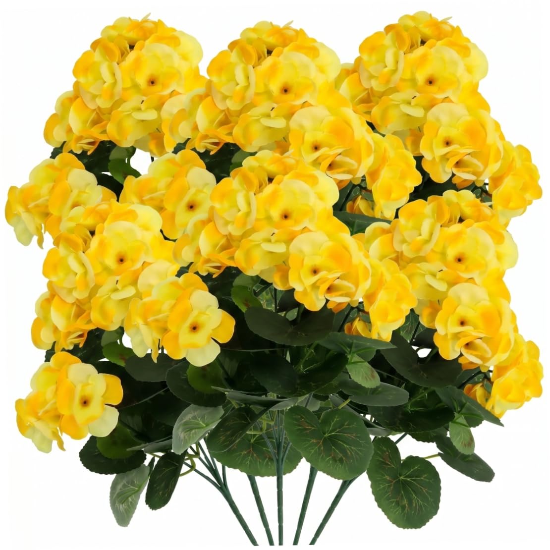 Begonias artificiales amarillas para exterior con protección UV pack de 5 flores realistas de 36cm