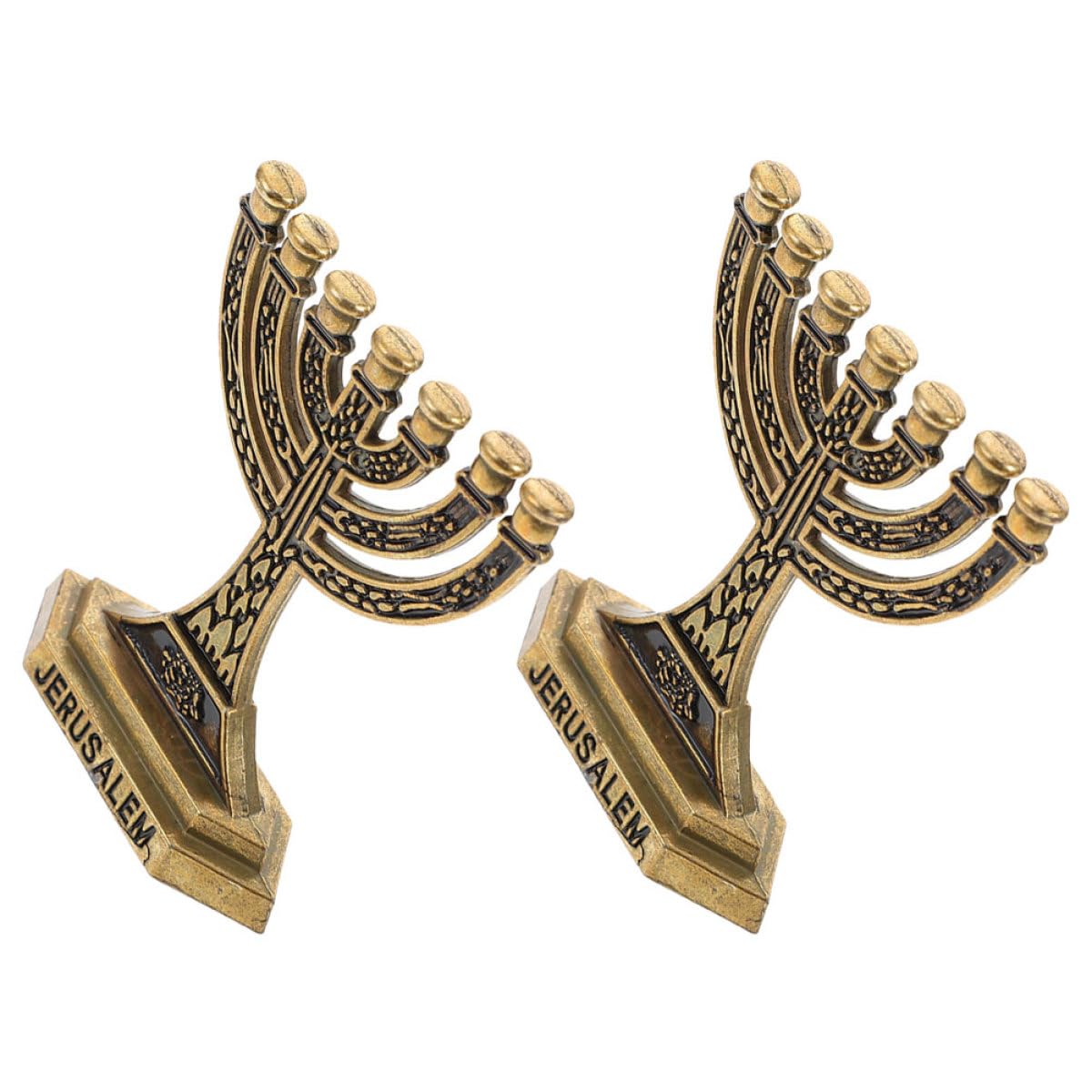 Candelabros de 7 Brazos Dorados Aleación, Adorno Elegante para Fiestas y Aniversarios, Juego de 2 Portavelas Hanukkah para Decoración Delicada