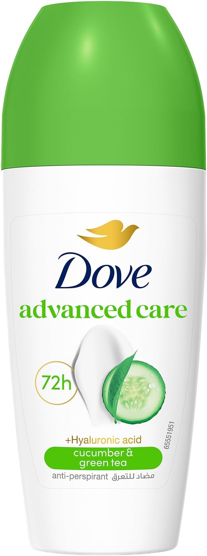 Antiperspirant Roll-On, Cucumber and Green Tea, For 72h Sweat Protection and Odour Control, With hyaluronic acid, alcohol free, 50ml