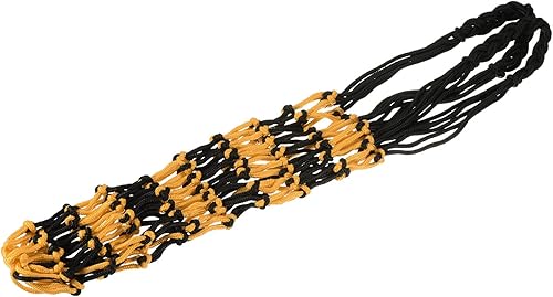 Miniatura 3 de PATIKIL Bolsa de red de baloncesto bolsa de transporte deportiva de malla larga duradera para voleibol fútbol fútbol negro y amarillo