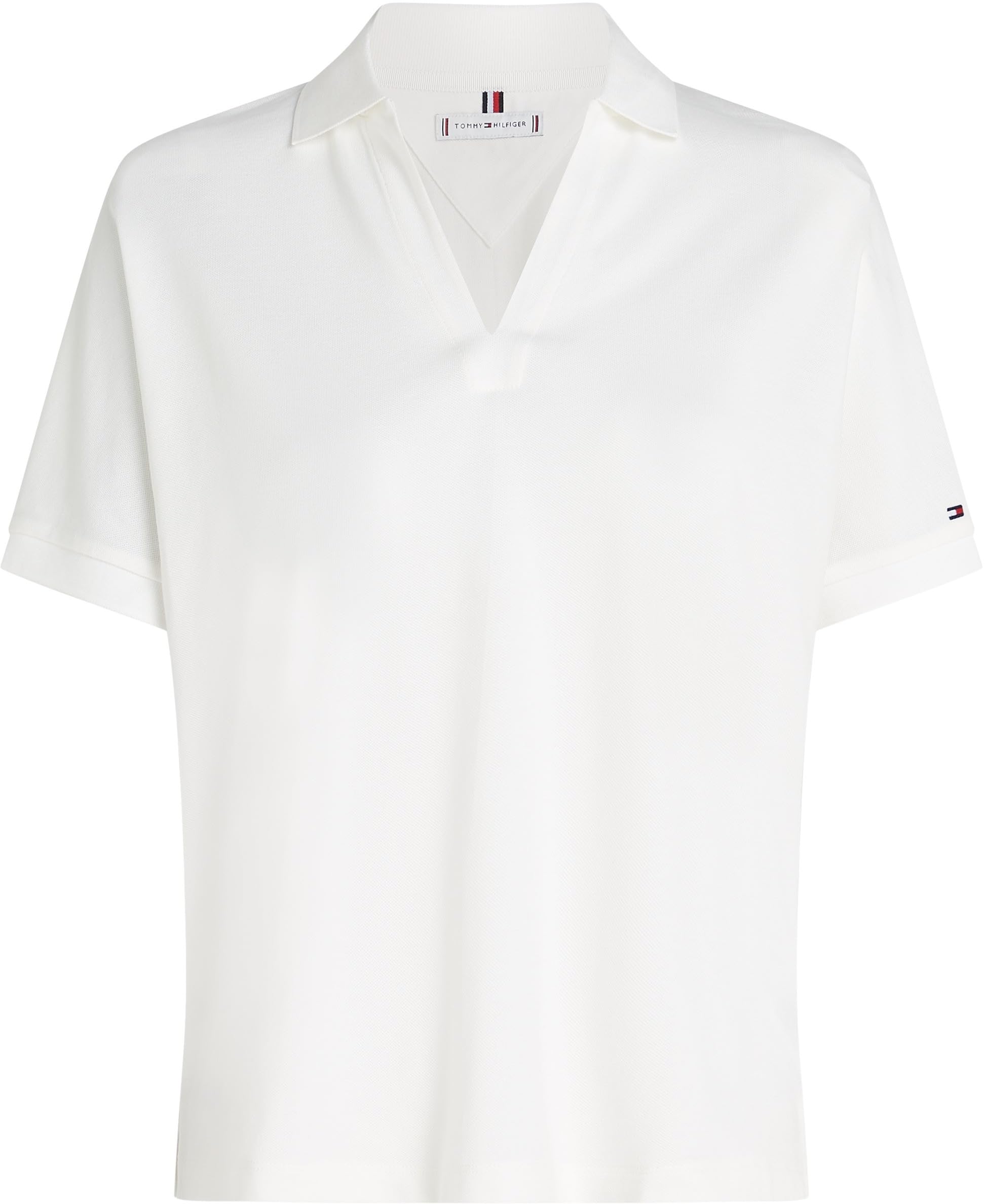 Tommy Hilfiger Donna Maglietta Polo Maniche Corte Lyocell Relaxed Senza Bottoni