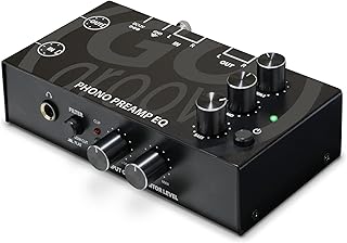 GOgroove Phono Preamp EQ with 3 Band Equalizer - Preamplifier with Treble, Mid, Bass - RCA Input/Output, DIN, 12V DC Adapter, High-End Circuit Design - Compatible with Record Players, Turntables