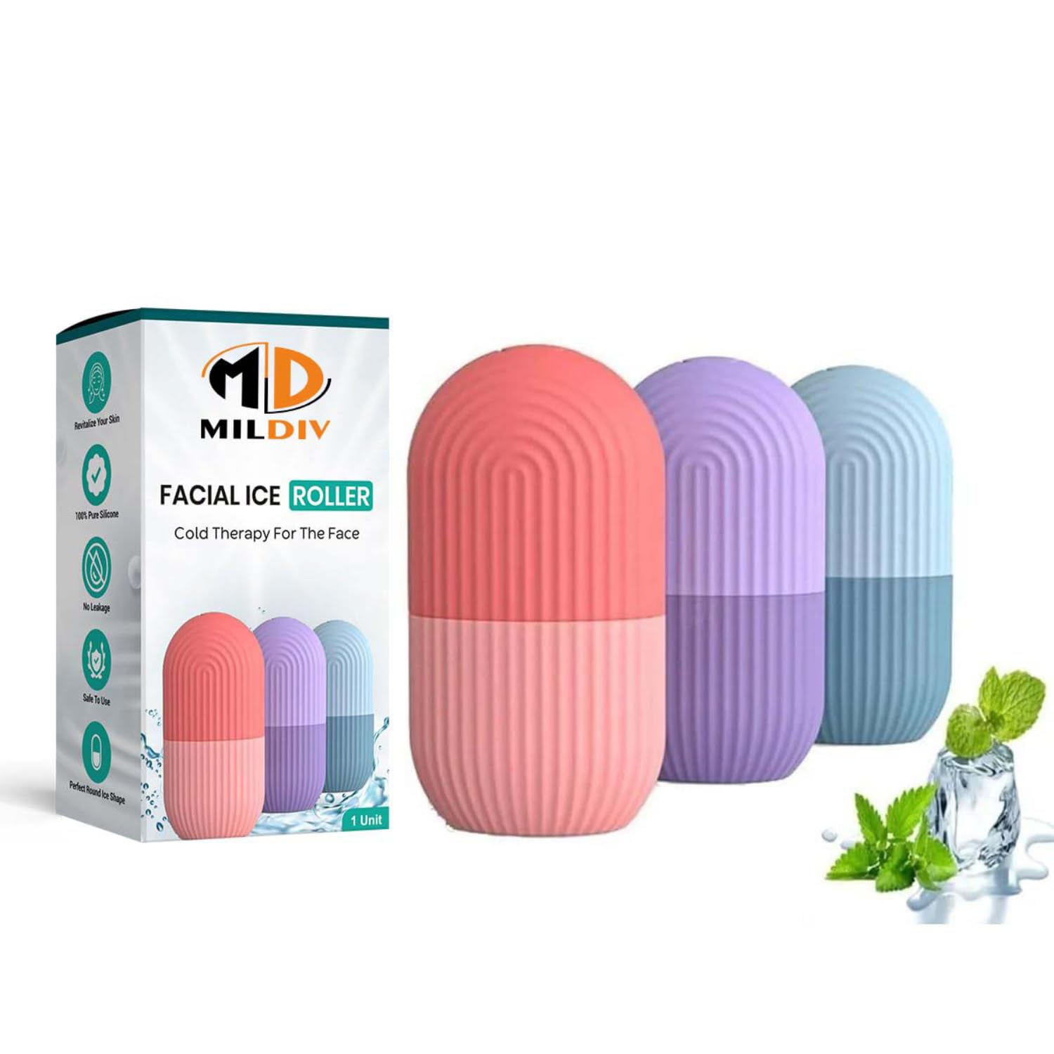 MILDIV Ice Roller for Face | Ice Roller for Face Massager | Face Ice Roller for Men & Women | Ice Cube Roller for Glowing Skin & Puffy Eyes | Reusable & Unbreakable (Assorted)-image-18
