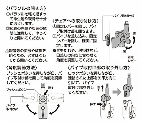 SPALDING(スポルディング) キャプテンスタッグ パラソル 傘 日除け チェア用 デタッチャブル ボールプリント/マルチ UY-8005 5枚目