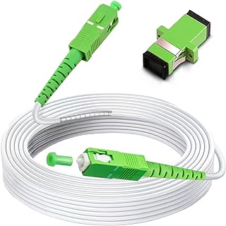Bangun 50ft (15 Meters) SC/APC to SC/APC Fiber Optic Internet Cable, Armored Single Mode Patch Cable, Fiber Optic Jumper Optical Patch Cord - SIMPLEX - 9/125um - OS1/OS2 Compatible, LSZH White