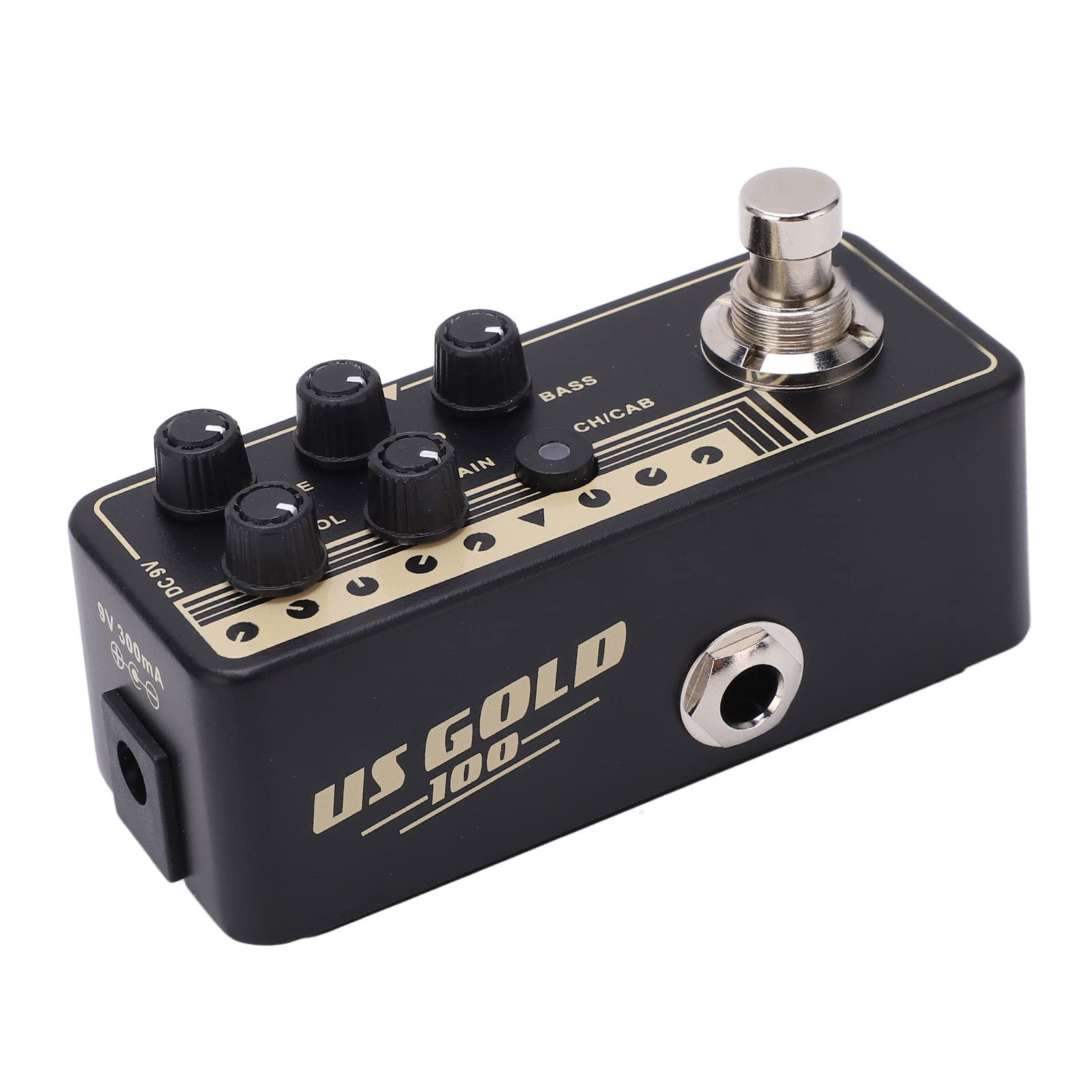 Pedale preamplificatore digitale Effetto sonoro rock classico Micro effetto preamplificatore con simulazione del cabinet Guscio in metallo Interfaccia nera da 1/4 pollici per