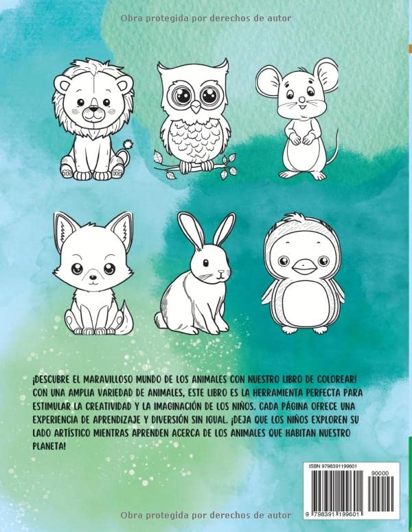 Vista 2 de LIBRO DE ANIMALES PARA COLOREAR libro de colorear para niños para que descubran los animales con dibujos grandes y divertidos. (Spanish Edition)