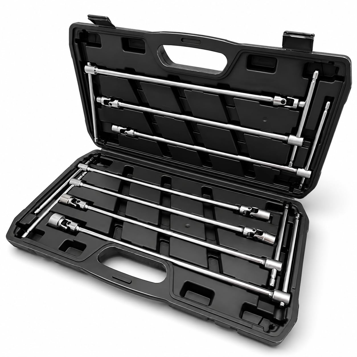 Generico Topolenashop Set 7 Chiavi a T Snodate con Doppio Snodo – Misure 8 10 12 13 14 17 19 mm, Chiavi in Acciaio Cromo Vanadio con Supporto per Auto e Officina