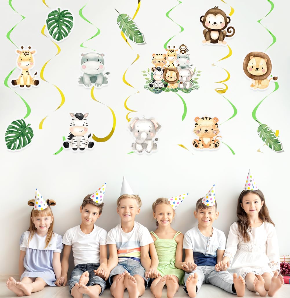 Wild One wiszące zawijasy sufitowe serpentyny dekoracje dla chłopców dzieci dżungla safari zwierzę 'Happy Birthday' baner znak dekoracja na imprezę baby shower artykuły imprezowe dekoracja pokoju