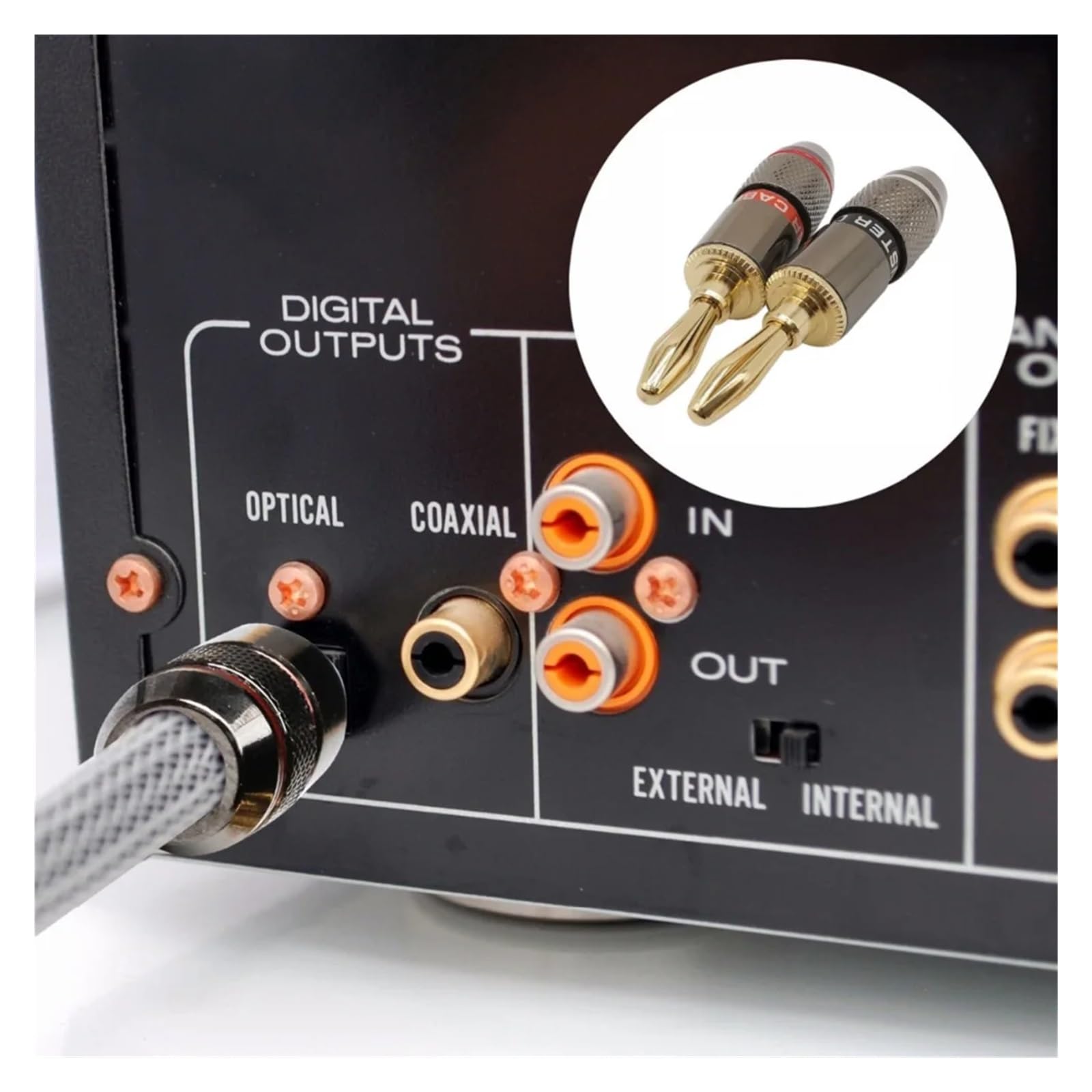 Lot de 8 fiches banane 4 mm plaqué or 24 carats pour haut-parleur en cuivre pur connecteurs audio