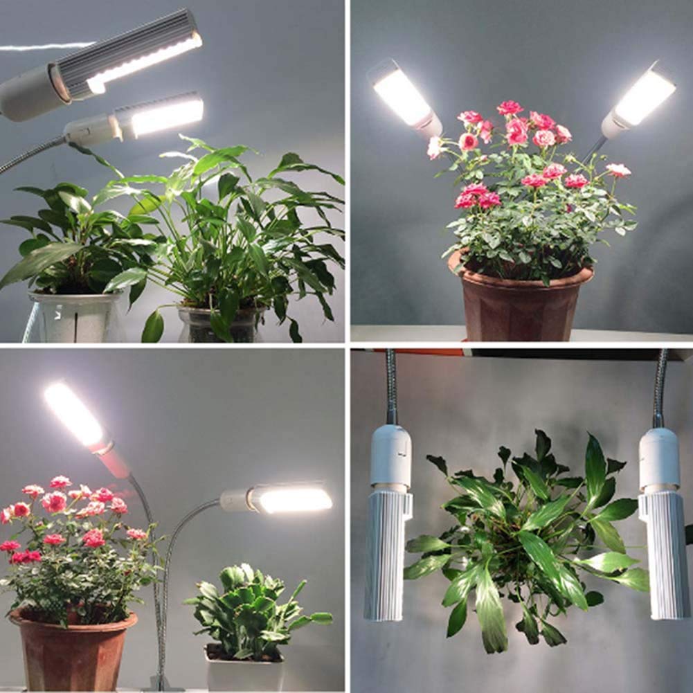 Luz de crecimiento LED de 45 W, lámpara de crecimiento de espectro completo similar al sol para plantas de interior, luz de planta de escritorio de cuello de cisne con 2 interruptores