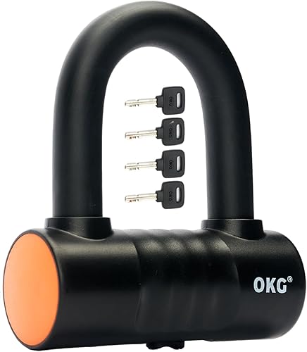 OKG Cerradura pequeña en U  4 llaves, grillete de acero de aleación endurecido de 0.709 in  Cerradura de cadena de seguridad anticorteantipalanca