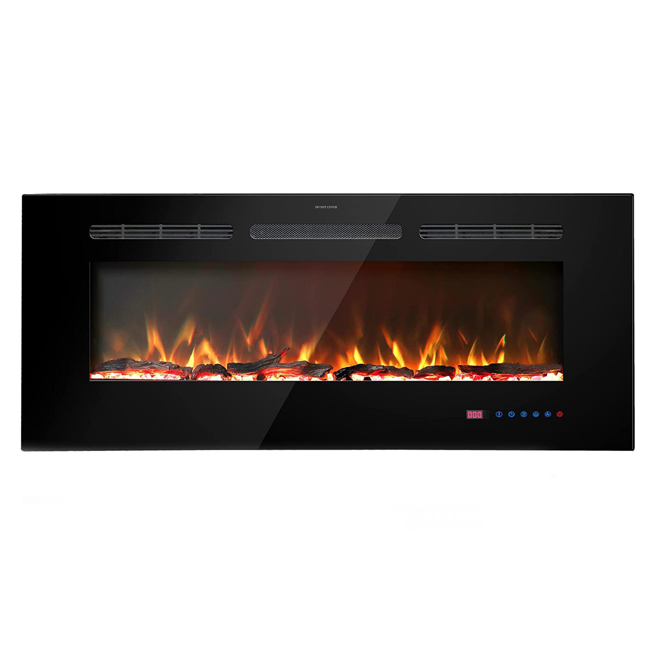 Kominek elektryczny JOI 42 (kominek do zabudowy) – kominek elektryczny z ogrzewaniem, wielokolorowe diody LED – wkład kominkowy do montażu w ścianie, 1500 W, 106,7 x 45 x 14 cm, czarny