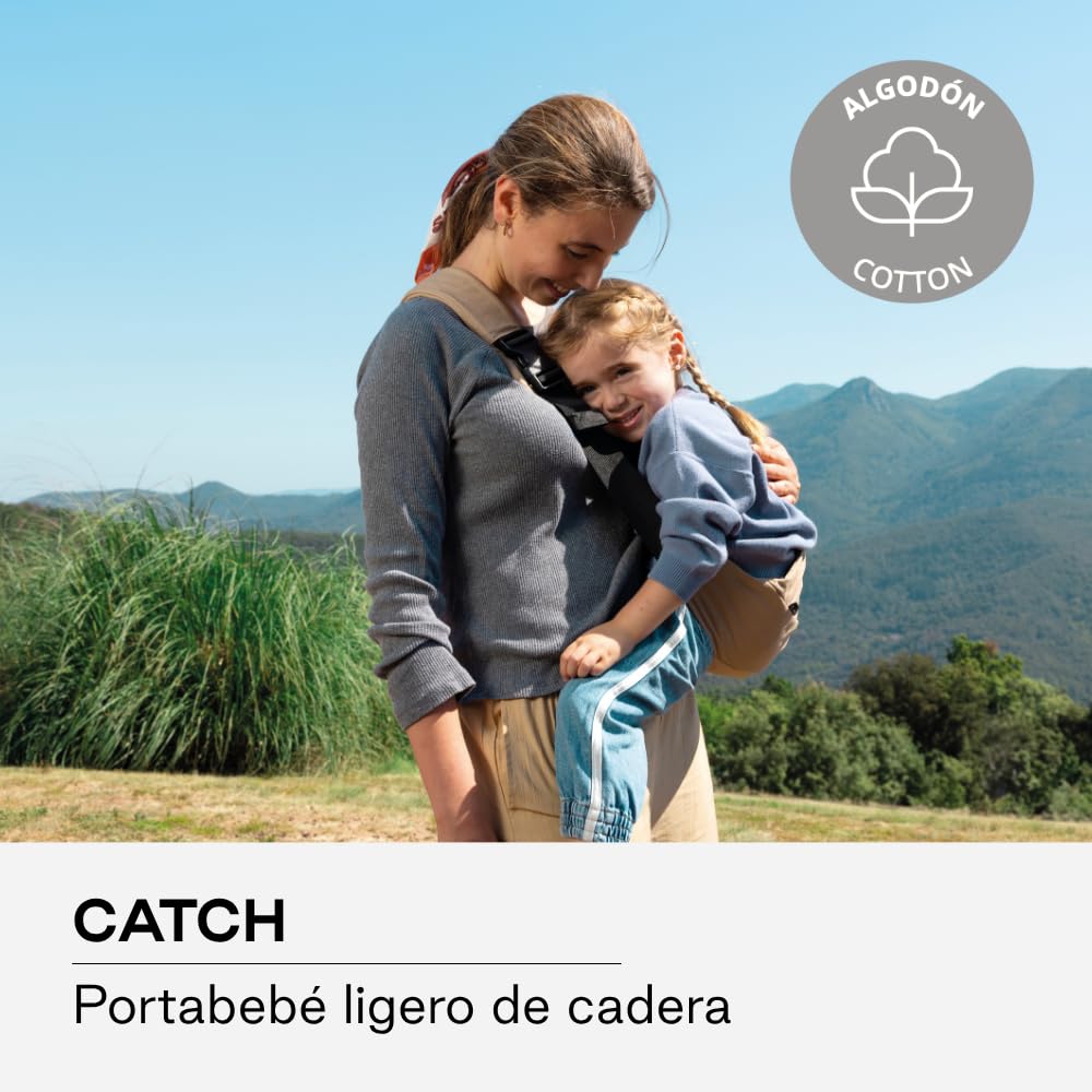 Jané Catch, nosidełko dziecięce z boku, torba do noszenia dla dzieci w wieku od 9 do 48 miesięcy, 100% bawełna, ochrona ramion, regulowana, ergonomiczna, antypoślizgowa, zielona