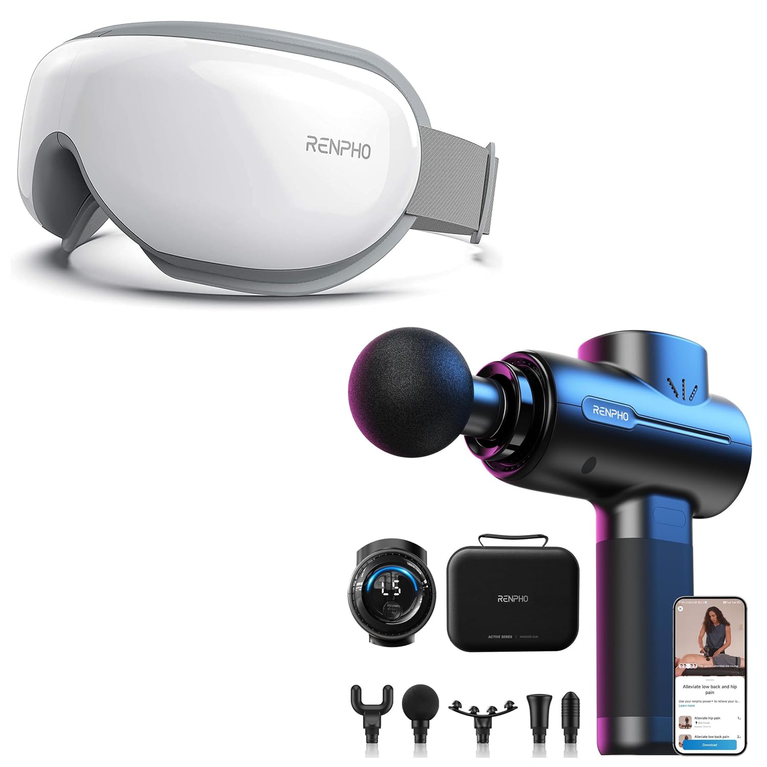 RENPHO Eye Massager with Heat Massage Gun Deep Tissue FSA Eligible HSA Portable Percussion Muscle Massager