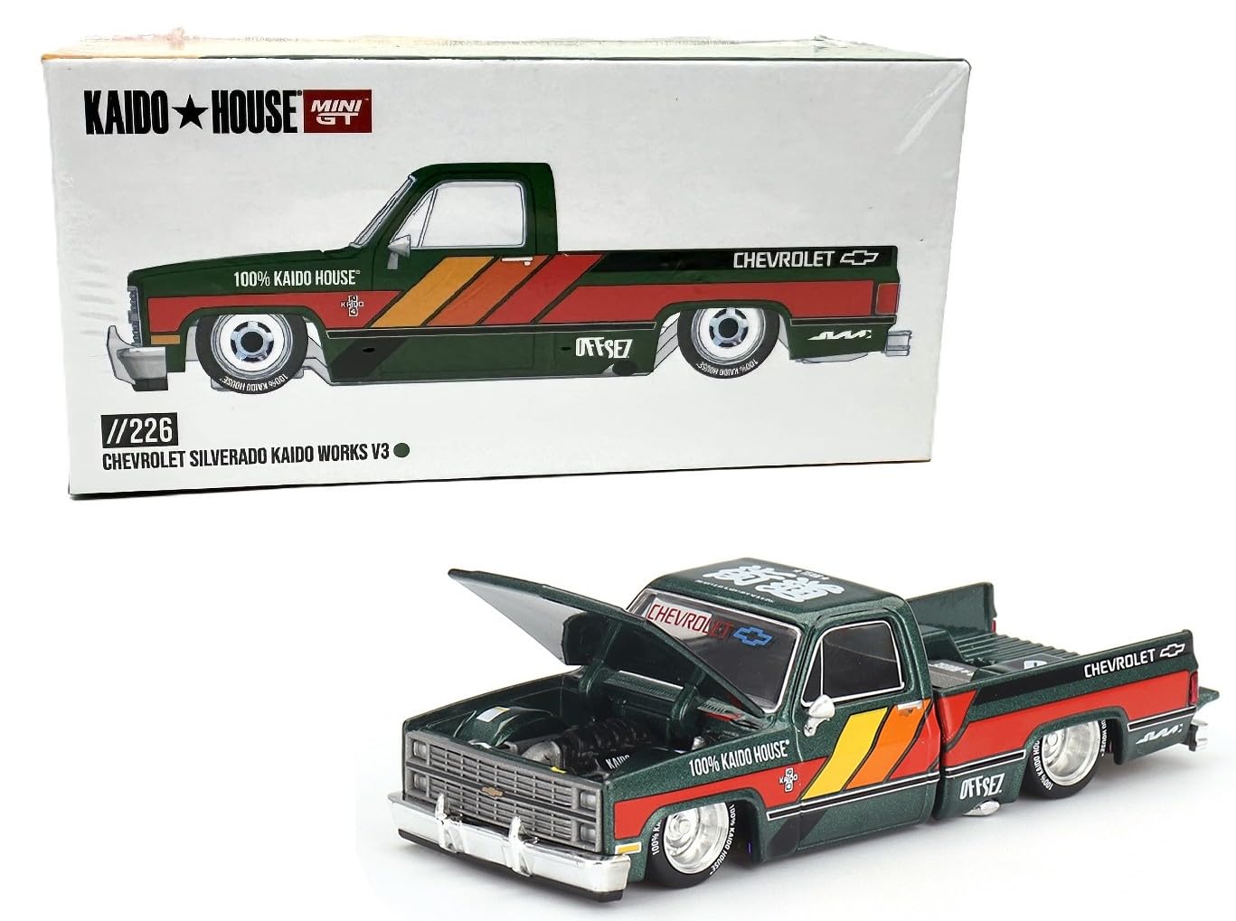 ミニカー Kaido SilveradoFuji Speedway 3 Set Diecast Model Car Compatible with Kaido House x Mini GT 1:64 Chevy