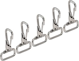 5PCS Snap Hooks, 29mm Fixed Spring Snap Leash Hook Stainless Steel Square Eye Clasp Buckle Trigger Clip Quick Release Shackles for Keychain Linking Dog Leash Collar