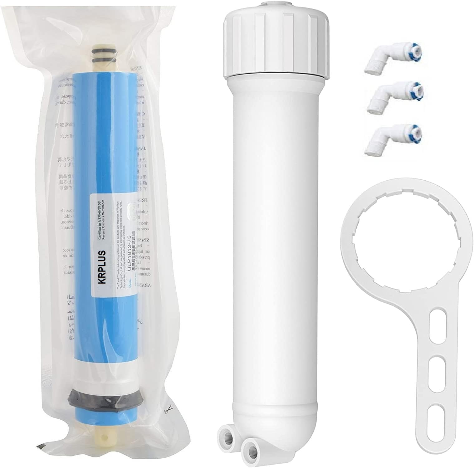 KRPLUS 80 GPD RO Membrane with Housing & Spanner Key (Works Up-to 1600 TDS), 11 Layer Mytech Sheet Suitable for All Types of RO/UV Water Purifier