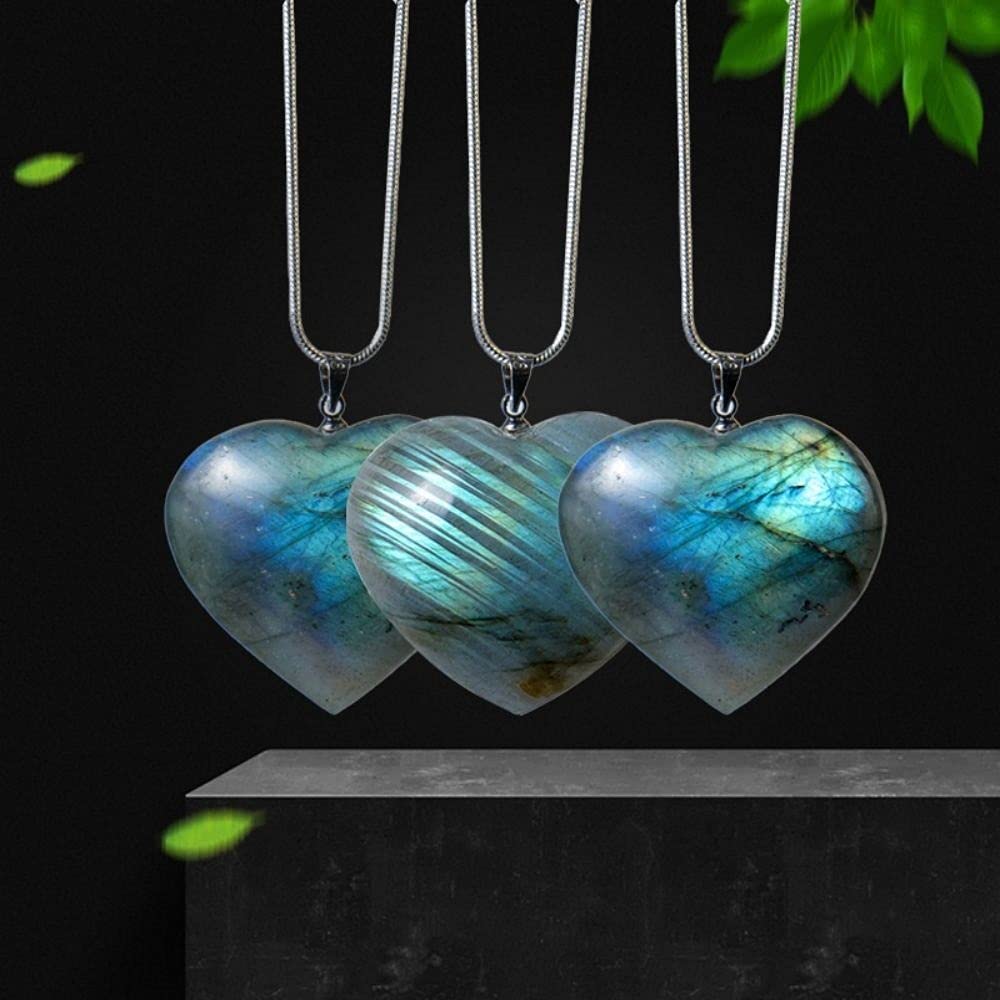 Collar Corazón Labradorita – Cadena De Plata – Pupila