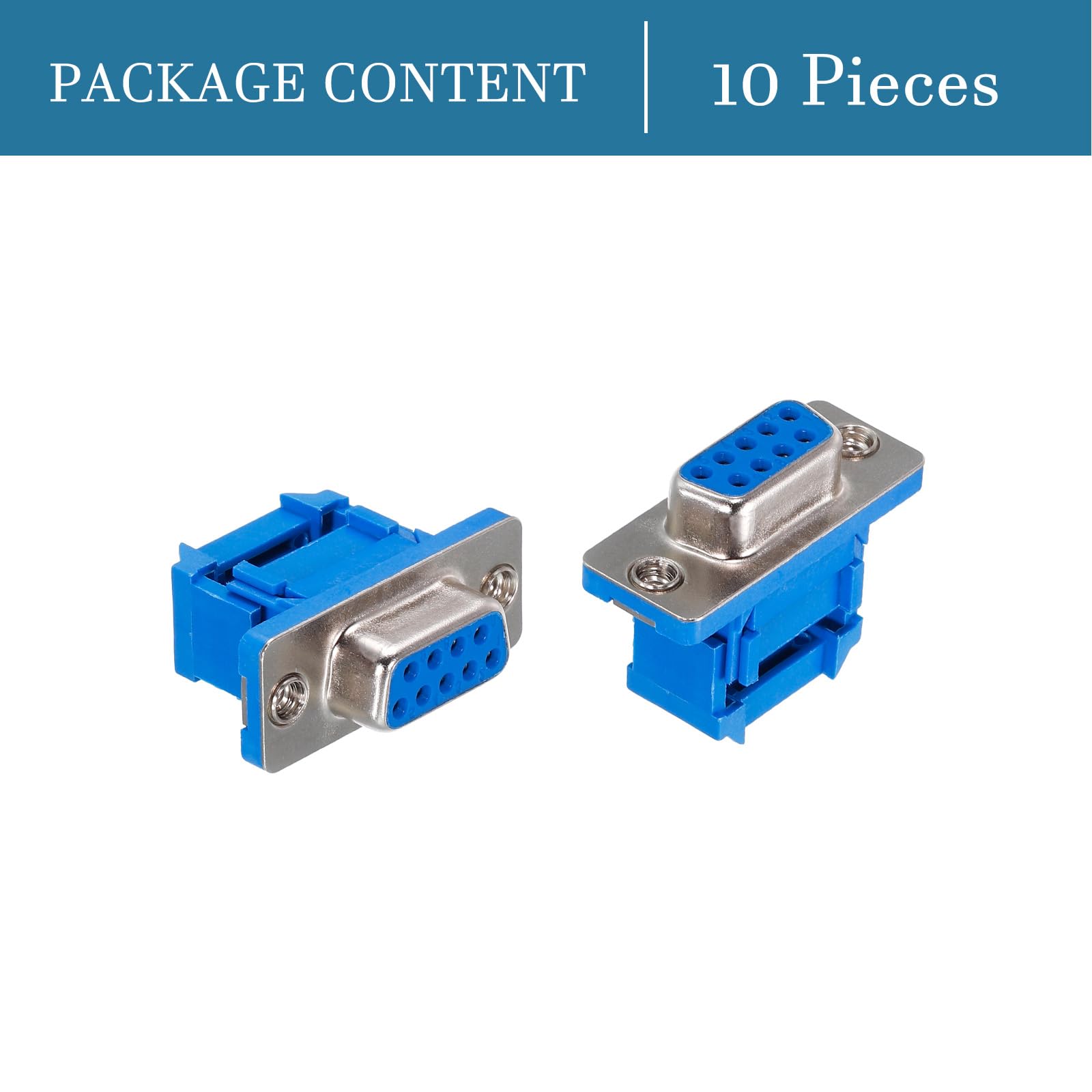 QUARKZMAN 9 pinów D-SUB x 10 szt. gniazdo DB9 adapter szeregowy IDC Crimp gwint przyłącze do produktów kontroli przemysłowej [niebieski]