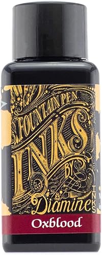 Botella de tinta para lapicera fuente Diamine de 1 fl oz color Tyrian Sangre de toro