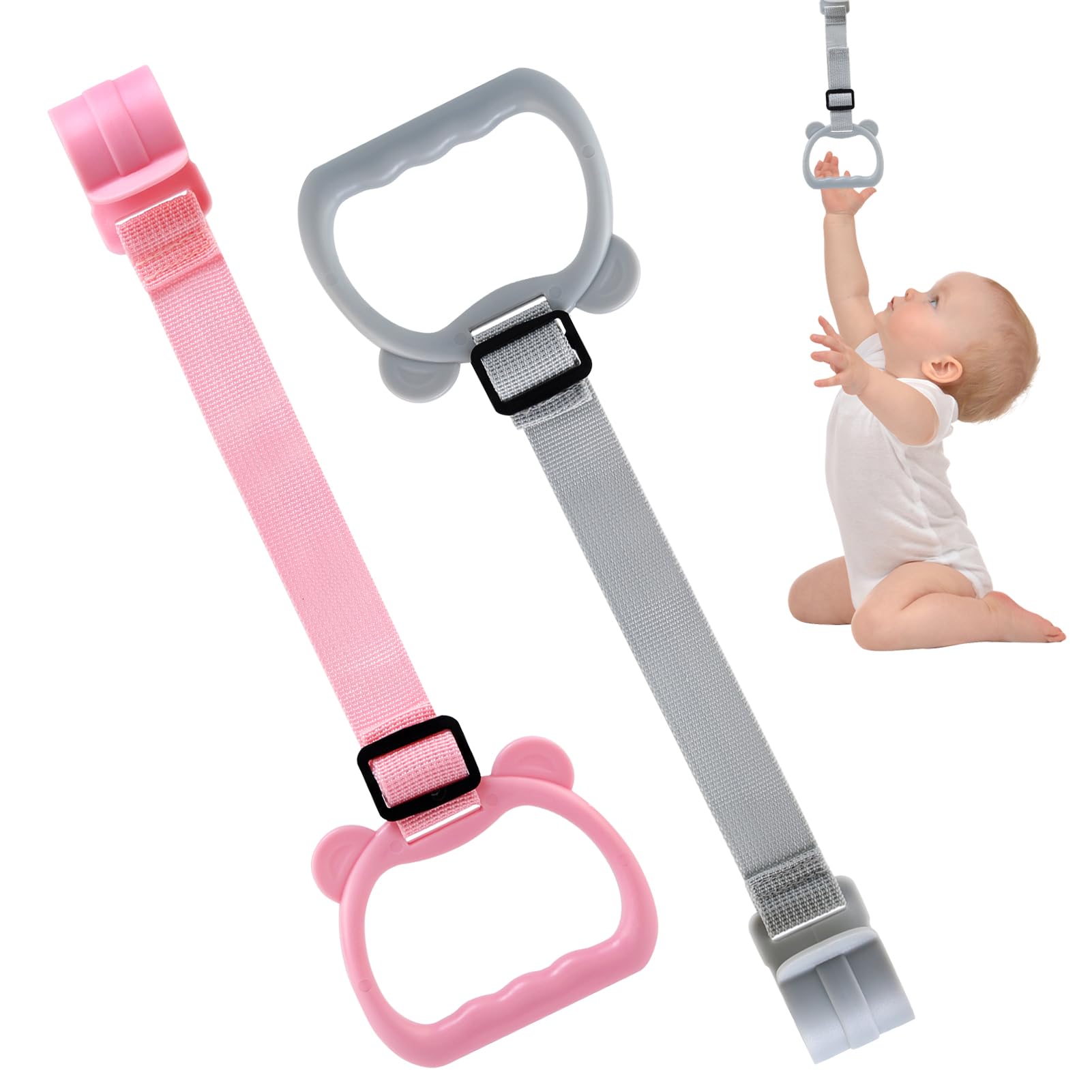 LEADSTAR 2 Pezzi Maniglie per Box Bambini, Anelli Ispessiti Appesi Sopra il Lettino da Campeggio Regolabili