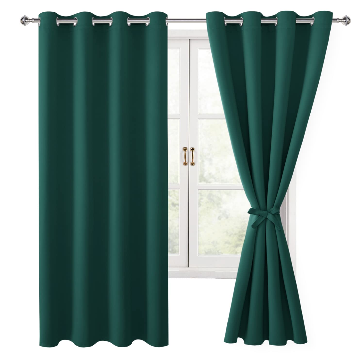 Hiasan Blackout Curtains for Bedroom, 52 x 63 Inches Length - Thermal Insulated & Energy Saving Window Curtains for Living Room, 2 Drape Panels Sewn
