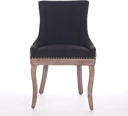 Miniatura 3 de Dining Chairs, Table & Chair Sets - Modern Chenille Upholstered Dining Room Chairs with Curved Gold-Plated Legs & Rivet Trim, Comfort Seating for