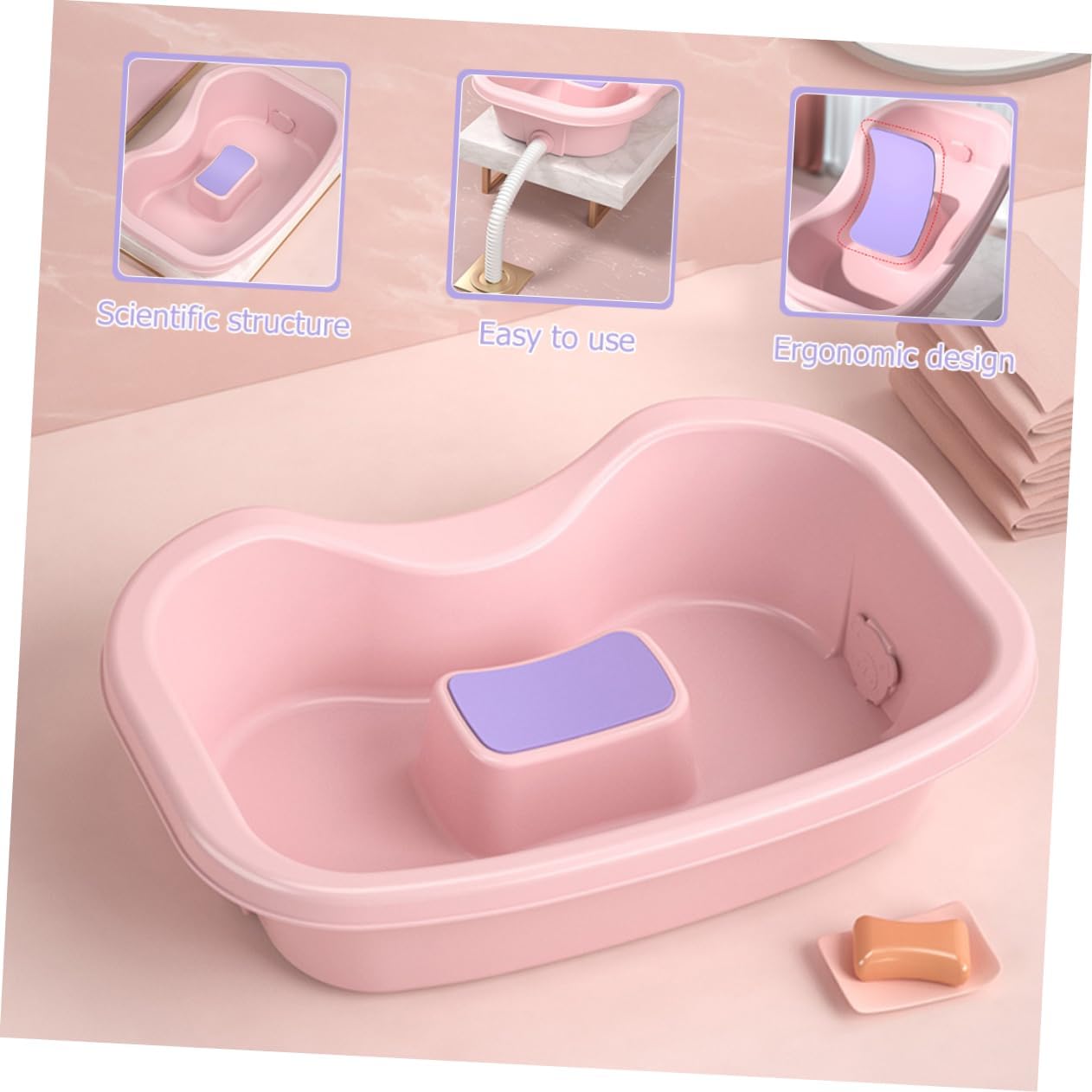 Portable Hair Washing Tray for Bedridden Adjustable Shampoo Basin for Home Use Nursing Care Solution for Seniors and Pregnant Women Lightweight Plastic Design