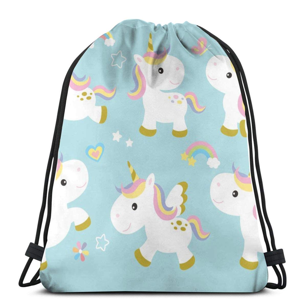 Drawstring Backpack Cute Unicorn Bag Water Resistant Lightweight Gym Sackpack For Hiking Yoga Gym Swimming Travel Beach