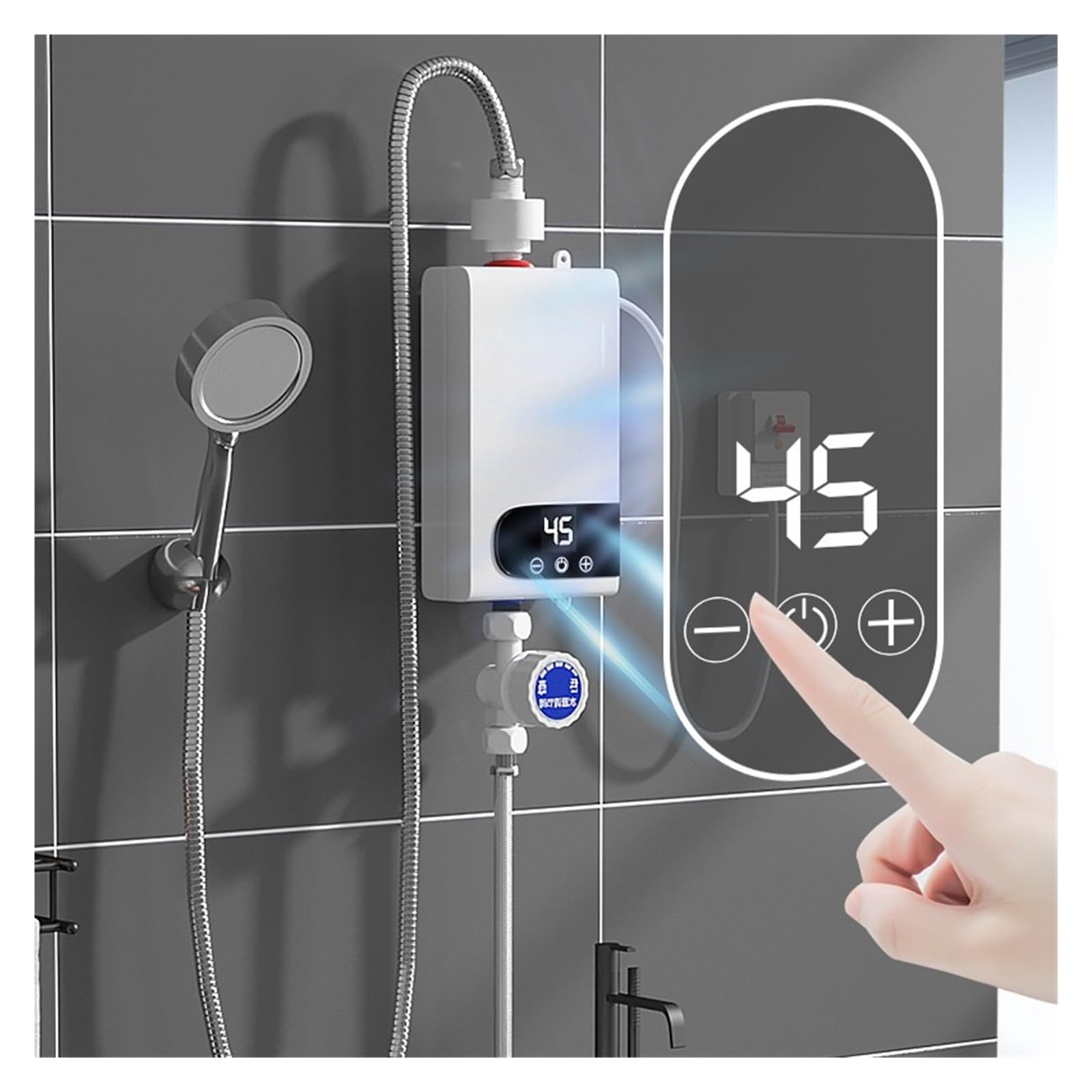Termo Electrico, Calentador De Agua Instantáneo De 5500W, Grifo Instantáneo Sin Depósito, Grifo De Cocina, Grúa De Agua Caliente, LED Digital(No accessories)
