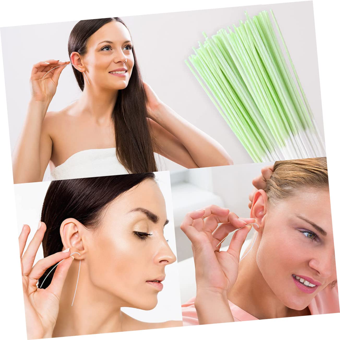 GOOHOCHY Safe Ear Piercing Cleaning Kit 350pcs Ear Hole Cleaning Lines for Daily Maintenance