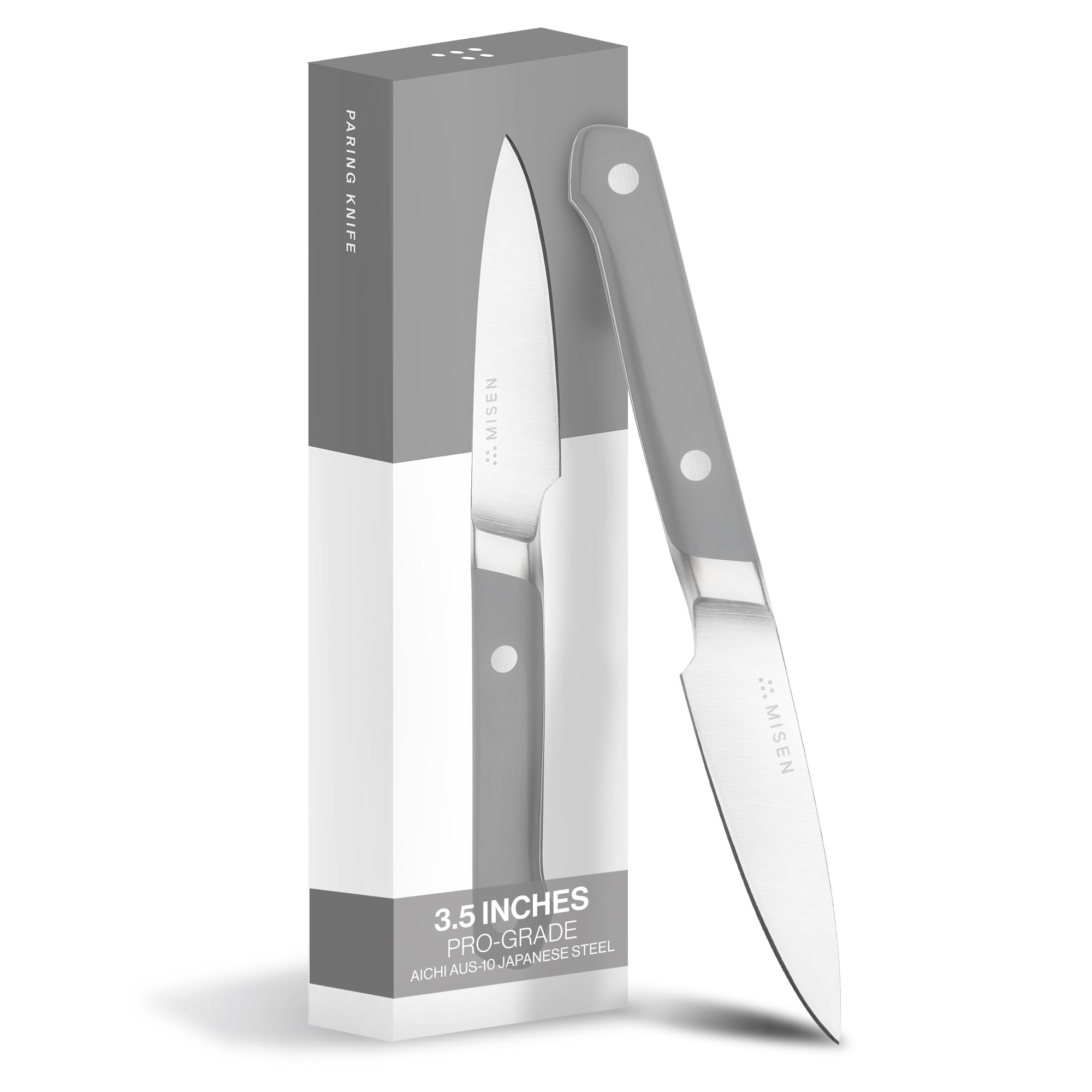 Misen 3.5" Paring Knife – Precision Kitchen Knife - High-Carbon Stainless Steel Blade – Ergonomic Handle for Peeling, Trimming, and Slicing – Lightweight, Versatile Tool for All Culinary Tasks - Gray